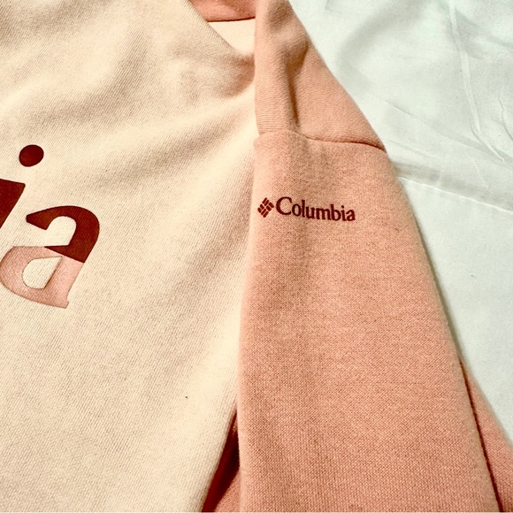 Columbia Women's Color Block Peach and Pink Logo French Terry Hoodie • XLarge - Picture 2 of 10